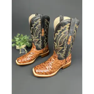 Men Cowboy Print Ostrich Rustic Cognac