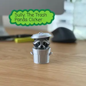 Trash Panda Fidget Clicker | Raccoon Desk Buddy 3D Printed Figure