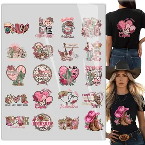 20sheet Retro Howdy Valentines Bundle| Western Cowboy Iron On Transfer T-Shirt Stickers Iron Heat Transfer Direct to Film Transfer DTF Transfers DTF transfers ready to press for T-Shirt /bag/Pillow