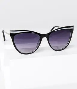 Black Tinted Round Cat Eye Sunglasses