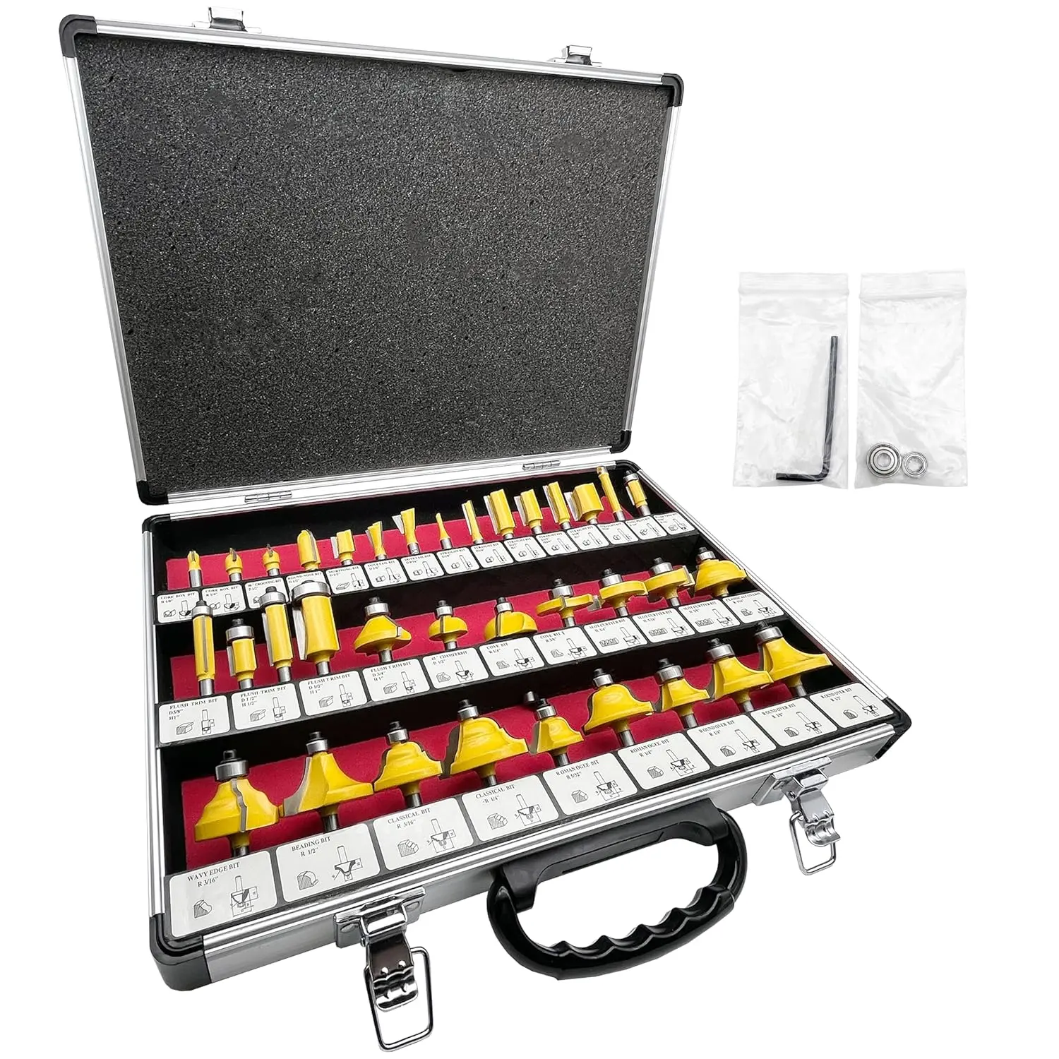 Carbide Tipped Router Bit Set ( 35 PCS) with 1/4" Shank Wood Milling Saw Cutter, Multi-Purpose (Woodworking Tools for Home Improvement and DIY), Bits Router Accessories & Parts, Carbide Router Accessories & Parts