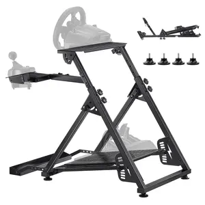 Foldable Racing Wheel Stand Simulator Cockpit for Logitech G923 G920 G29 G27 With Adjustable Height, Sturdy Steel Frame, Easy Assembly, Cable Management, Non-Slip Feet, Wide Compatibility For Most Desktop Sim Rigs And Home Racing