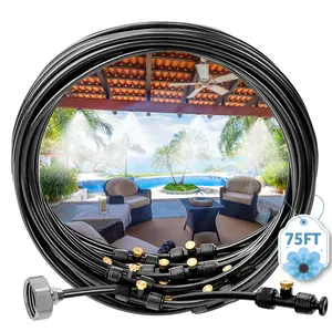 MIXC 75FT Outdoor Misting Cooling System – Pre-Assembled Patio Mister Kit with 23 Brass Nozzles | Instant 73 °F Cooling for Backyard, Pergola & Garden