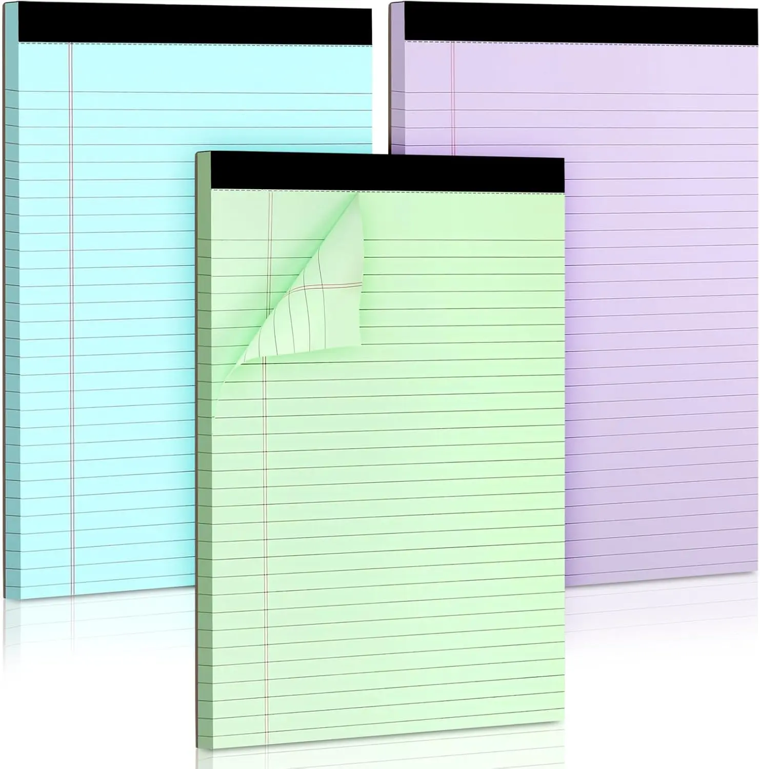 3-Pack Color-Coded Design Pastel Colored Legal Notepads, 8.5x11 in Micro Perforated Lined Writing Pads with Sturdy Back, Office Stationery for Students, Pastel Colors, Color-Coded Design Notebooks