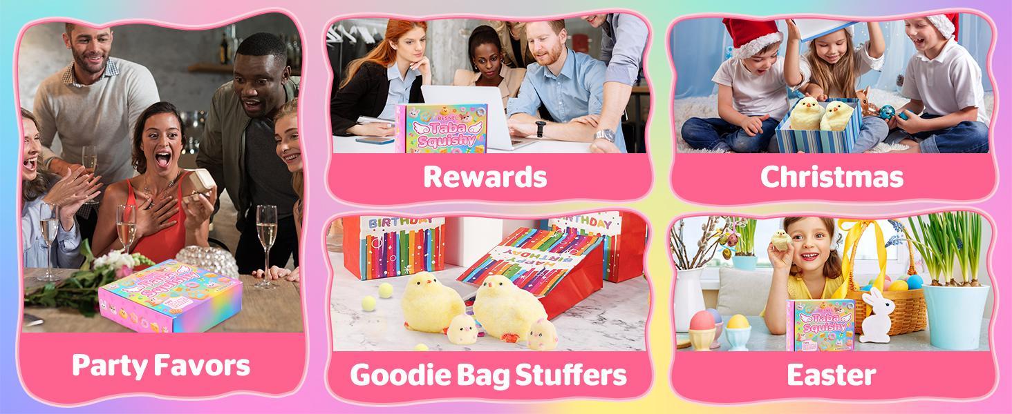 6Pcs Big Taba Squishy Fidget Toys-3.15in, Handmade Ultra Soft Chick Taba Squishy Kit, Cute Fidget Toys Silicone Squeeze Toys for Kids & Adults Stress Relief (Chicken)