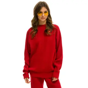 VINTAGE CABIN UNISEX CASHMERE SWEATER - CHERRY