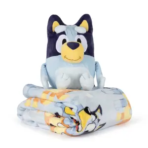 Bluey Busy Puppies Silk Touch Throw Blanket 40 x 50" and Character Hugger Pillow Set