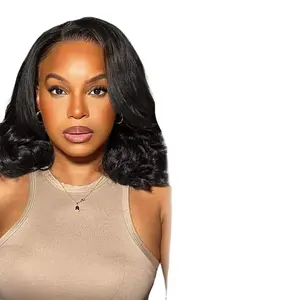 Bob Wig Human Hair 13x4 Body Wave HD Lace Front Wigs Pre Plucked Jolanly Wavy Bob Wigs for Women Short Bob Wigs Brazilian Wear and Go Wig 180% Density