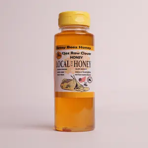 Beezy Beez 12oz Local Honey - Raw Honey in Plastic Honey Bear, Squeezable Design, Locally Harvested, Sweet Flavor