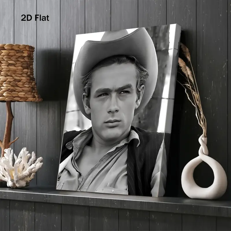 2D Flat, 1 Piece Vintage James Dean "The Rebel Without a Cause" Black and White Movie Poster - Printable Digital Download or Framed Canvas Art (11.8x 15.7inch ) - 1950s Cinema Wall Decor, Suitable for Bedroom, Living Room, Bathroom - Essential Iconic Cowb