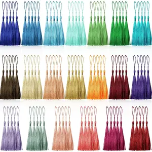 100 count 13cm/5 Inch Silky  Soft Craft Mini Tassels with Loops for  Making, DIY Projects, Bookmarks, 20 Colors, 5 count of Each