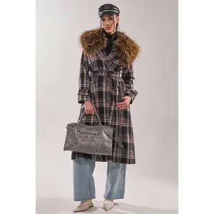 SWEPT UP FUR TRIM TRENCH