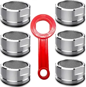 6PCS Faucet Aerator Set – 15/16" (24mm) Brass Threaded Filters with Gaskets & Wrench for Kitchen & Bathroom