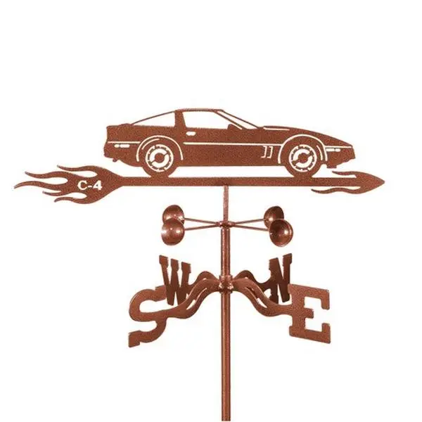 EZ Vane EZ1013-DK Corvette C4 Car Weathervane with Deck Mount, 25" h x 21" w x 9", Sealed Ball Bearings, for Car Enthusiasts’ Lawn Decor