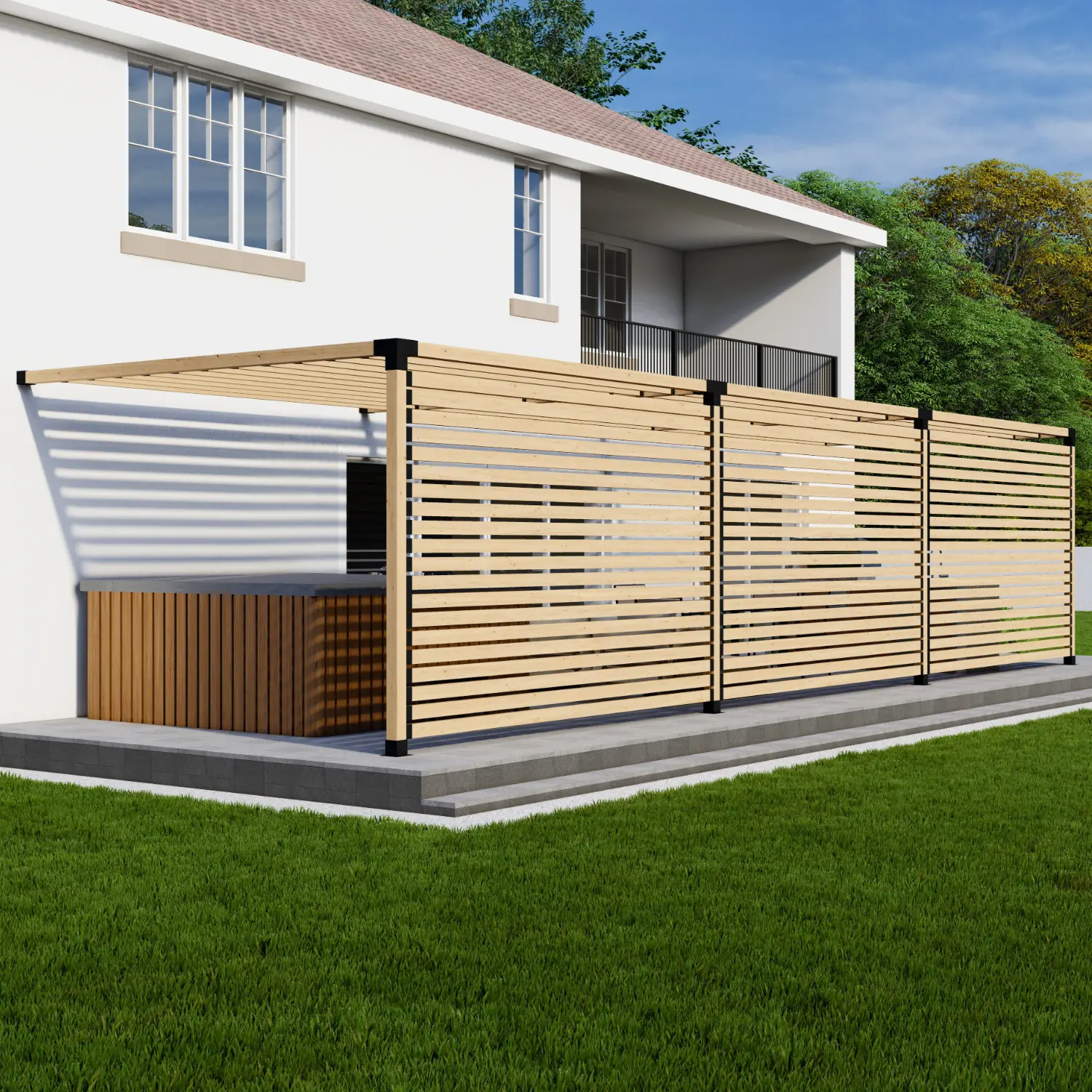 Kit for a Privacy Pergola for Hot Tub or Deck