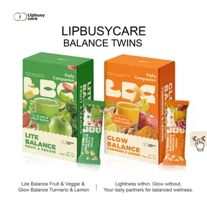 LIPBUSYCARE LITE & GLOW Daily Wellness Ritual - A Perfect Pair of Turmeric-Ginger Lemon Sip & Fruity Kale-Chia Fiber Blend.