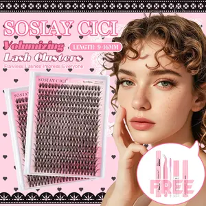 SOSIAY CICI DIY Lash Extensions Kit 320pcs 40D Individual Lashes Clusters 9-16mm with Applicator Lash Bond Seal & Remover Glue Mix for Flawless At Home Application