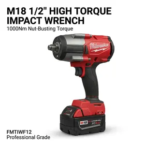 Milwaukee M18 FMTIWF12 18V 1/2 Inch  Wrench 1000Nm Heavy Duty Bolt Removal Tool Cordless High-Torque Impact Drill Kit Nailer Lithium Multi-Purpose Set task repair rapid charger 4-mode drive control diy