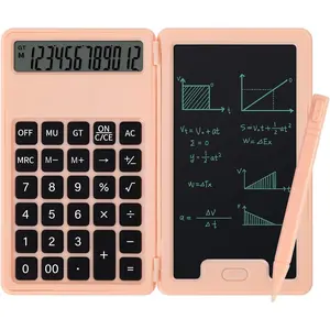 X-KBB04  Desk Portable Basic Calculator with Notepad and Stylus, 12 Digit Large Display Multi-Function for Office, School, Home & Basic Financial (Pink)