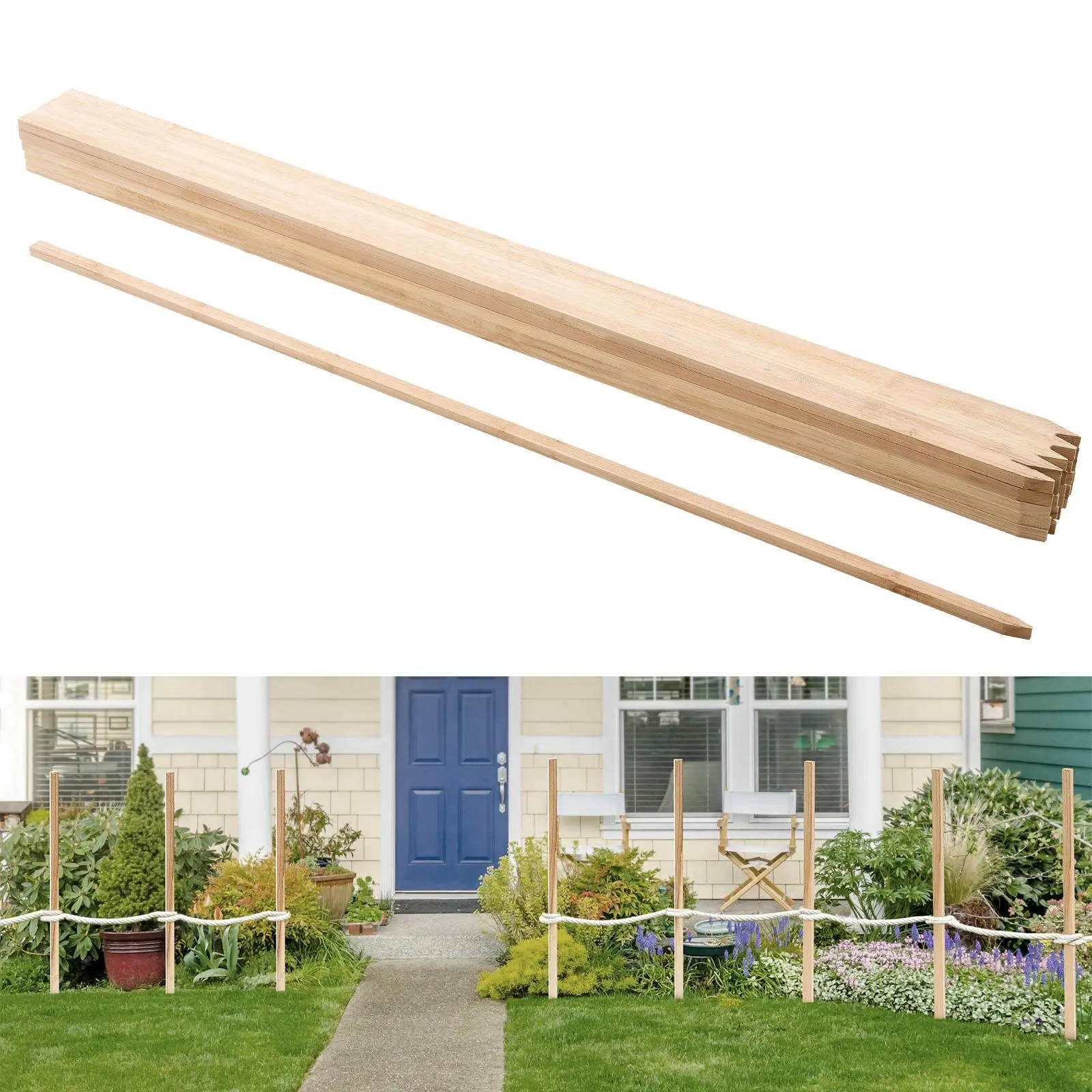 VEVOR Wooden Garden Stakes, 25 Pcs 48x0.5x0.69 in Survey Grading Stakes, Garden Ground Stake with Sharp Point, Fir Wood Plant Support Stake, Sign Posts for Silt Fence Backyard Boundaries Baselines#BackToSchool