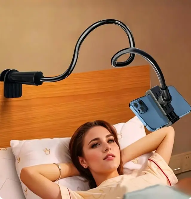 360° Rotating Tablet Phone Holder Spiral Base Lazy Mobile Phone Tablet Bedside Stand Bed Lazy Stand（Black）