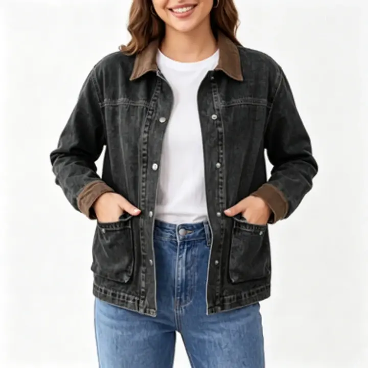 【NEW-IN SALE】EMMIOL Oversized Jean Jacket Women, Deep Pocket Y2K Denim Fall Jackets Coat Vintage Trendy Relaxed Fit
