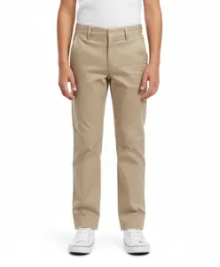 Boys Uniform Pants – Classic Flat Front School Dress Pants with Adjustable Waist, Durable Twill, Khaki  BU02