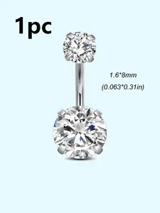 1Pc G23 Titanium Belly Rings 14G Faceted Cubic Zirconia, Navel Rings Belly Button Body Piercing Jewelry Internally Threaded Belly Rings, 14G Belly Piercing Jewelry, Navel Piercing Jewelry For Women Men 6mm 8mm 10mm 12mm 14mm 16mm