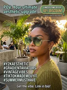 Vintage Aviator Sunglasses, Semi-Transparent Acetate Frame, Lemon Gradient Lens, Comfortable Fit, Unisex Fashion Accessory