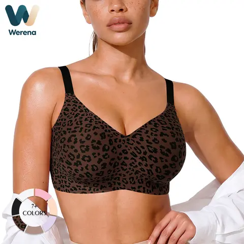 Werena Women's Jelly Wireless Bras V-Neck Full Coverage Buttery Soft Adjustable Straps Bralette Active Daily Wear