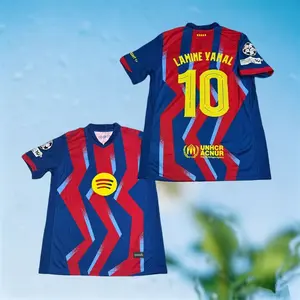 2025 2026 Home Red Blue 10 Yamal Short sleeve Soccer jersey