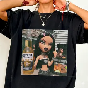 Retro Bratz Grilled Party Meme Icon T-shirt, Funny Y2K Street Graphic Tee, Bratz Doll Aesthetic Outdoor Outfits For Her Fashion Top Womenswear