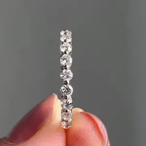 0.75 CT Round Cut Eternity Moissanite Wedding Band 14k White Gold Plated For Her