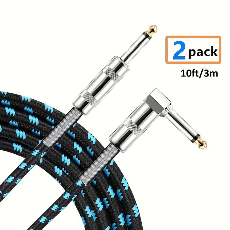 Right Angle Guitar Cable 2-Pack 1/4-Inch Spring Connector for Electric Guitars Bass Keyboards and Pro Audio Gear Multifunctional Audio Cables Pro Audio Right Angle Guitar Cable guitar cord handheld mic xlr male