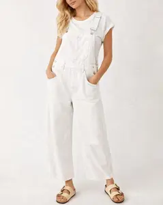 Women’s Baggy Denim Overall Wide Leg Jeans Adjustable Straps Stretch Bib Jumpsuit