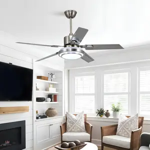 Stainless 5-leaf Ceiling Fan Lamp for Home Decor with Modern Design and Functional Lighting - Suitable for living room dining room and various scenes