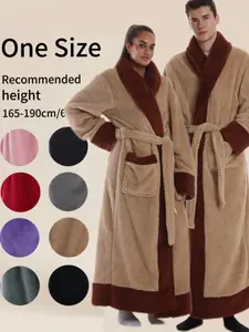 Luxurious Bathrobe, Shawl Collar, Belted Design, Large Pockets, Soft and Comfortable, Unisex, Home Essential, Nightwear, Loungewear, Long Sleeve