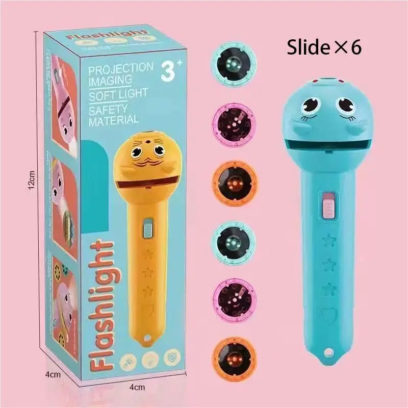 Kids Projection Flashlight, Bedtime Story Projector Toy, 6 Slides with 48 Patterns, Safe ABS Material, Interactive Early Learning STEM Tool for Toddlers, Portable Visual Cognitive Gift, Easy-to-Use Science Aid for Parents & Teachers.