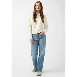 Magari Women's Embellished Cable Knit Sweater, Ivory - SW0030H