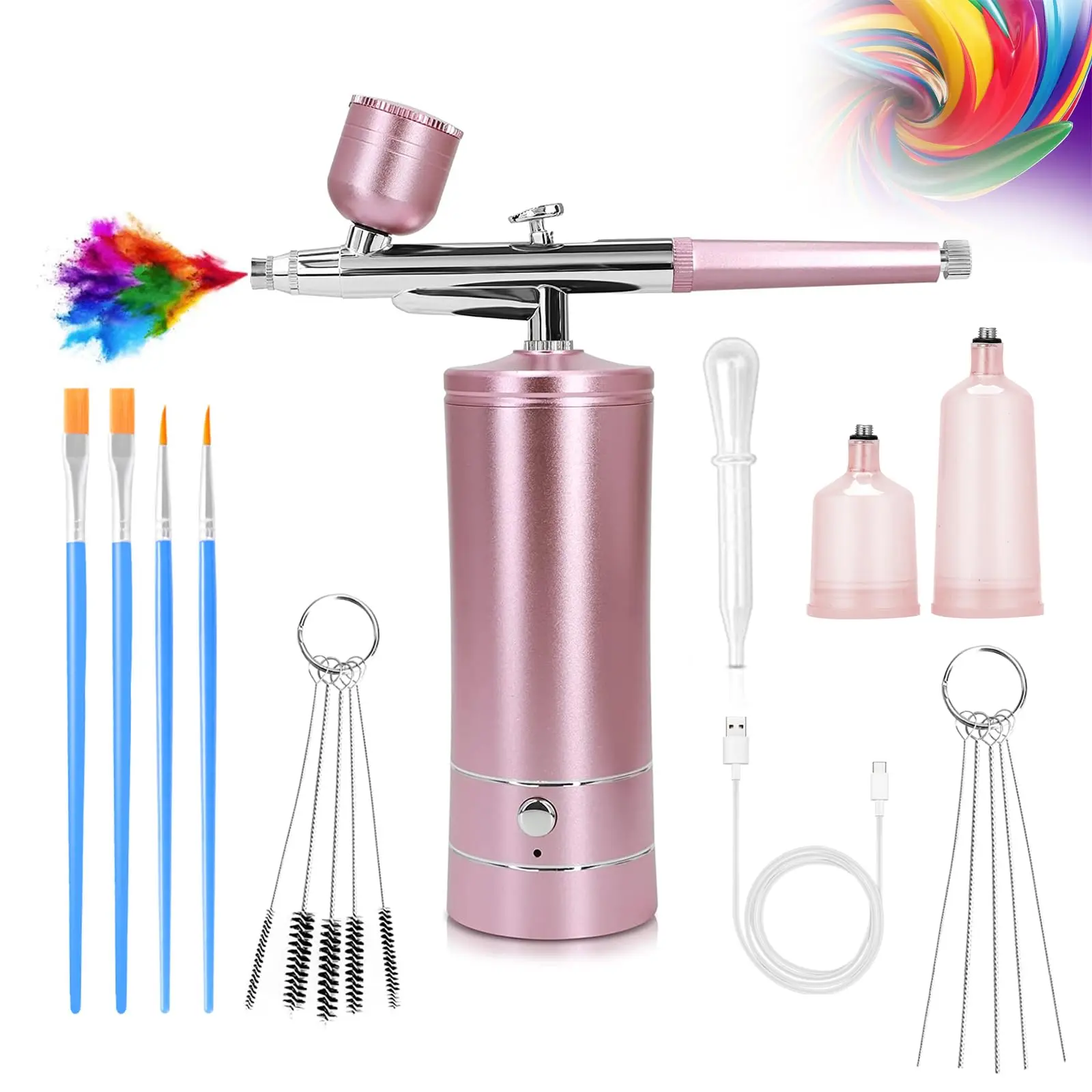 Multi-functional Airbrush Kit for Nail Art, Cake Decorating & Temporary Tattoo, Portable Spray Gun for Beauty & Craft