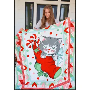 Henrietta Precut Sew-Ready Quilt Kit Featuring Kitty Christmas Fabric by Urban Chiks for Moda
