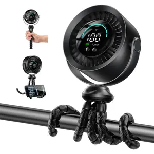 KIMMOO Upgrade Portable Stroller Fan, 3 in 1 Rechargeable Octopus Personal Cooling Fan with 100 Speeds & Turbo Airflow, 360° Rotatable Quiet Safe Clip On Fan for Crib, Car Seat, Treadmill, Bike, Golf Cart, Beach, Camping, Travel