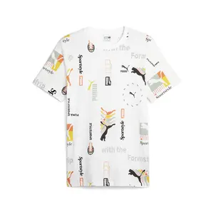 PUMA Mens Classics Brand Love Graphic Crew Neck Short Sleeve Casual Tops Casual - White
