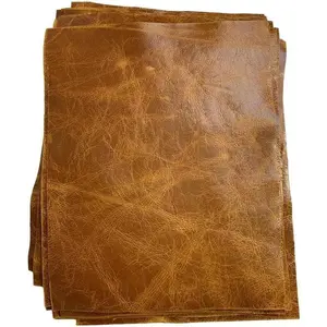 Distressed Cowhide Pull Up Leather: 8.5'' x 11'' Pre Cut Pieces (Tan, 1 Piece)