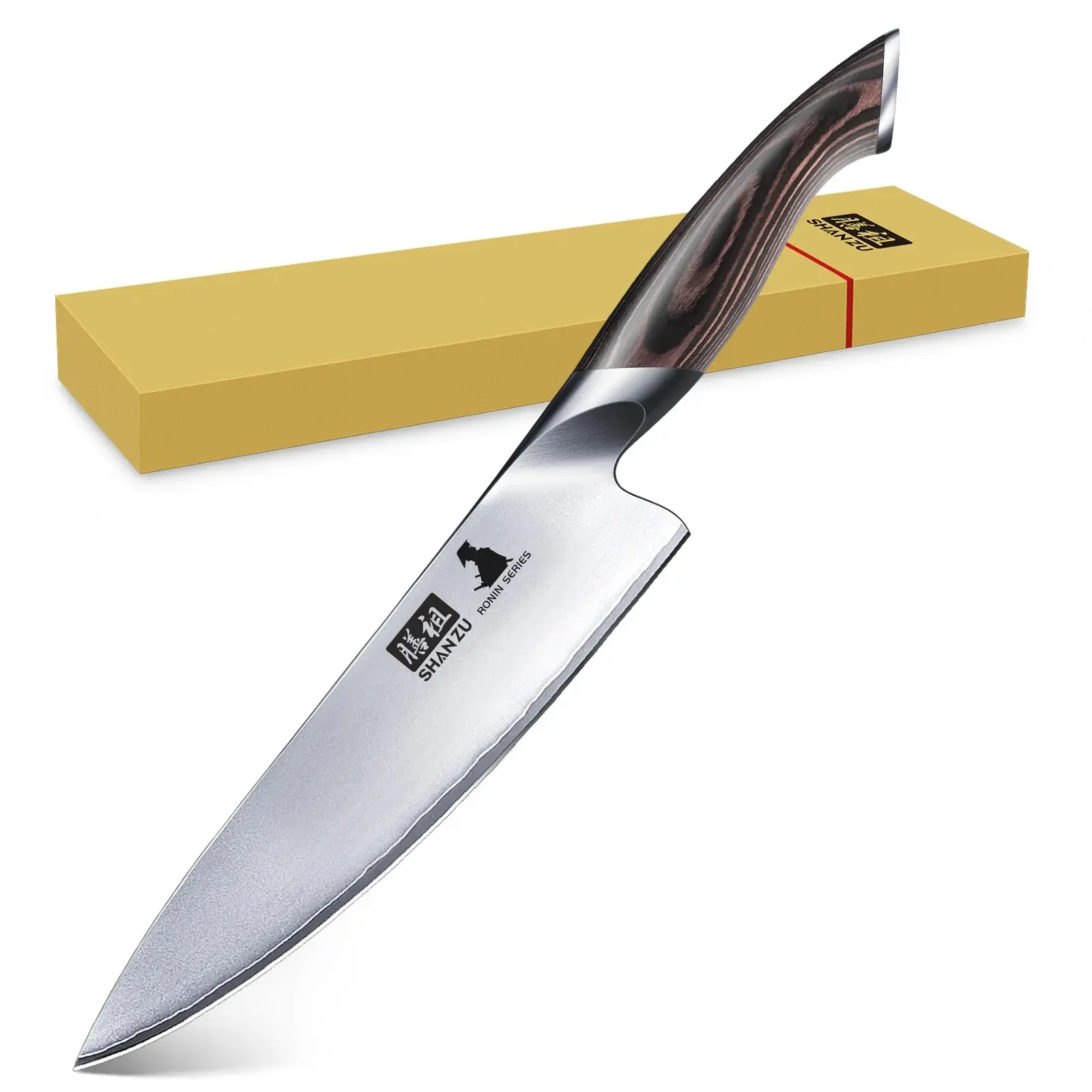 SHAN ZU Japanese high-carbon steel kitchen knife, professional high-end chef's knife, 8-inch, non-slip and ultra-sharp, ergonomic handle.