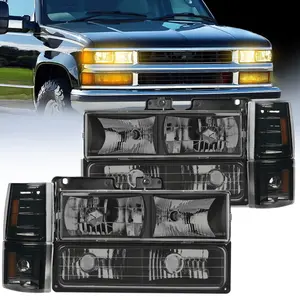 Nilight Automotive Replacement Headlight Assembly for 1994-1998 GMC C10 Sierra Yukon Suburban - Chrome Case, Smoke Reflector, Anti-Fog Vent, Bright Vision Auto Parts Accessories