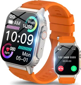 C900 Ultra 3 Smart Watch for Men Women(Dial/Answer Calls), Activity Trackers with Heart Rate/Sleep Monitor, 100 Sports Modes/IP68 Waterproof, 2.01" HD Touchscreen Fitness Watch Compatible with Android iOS (Orange)