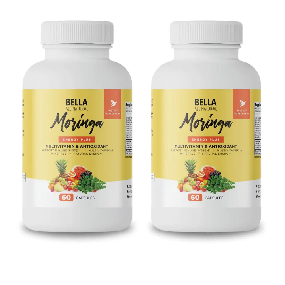 2 Pack Bella All Natural Moringa Capsules - 60caps