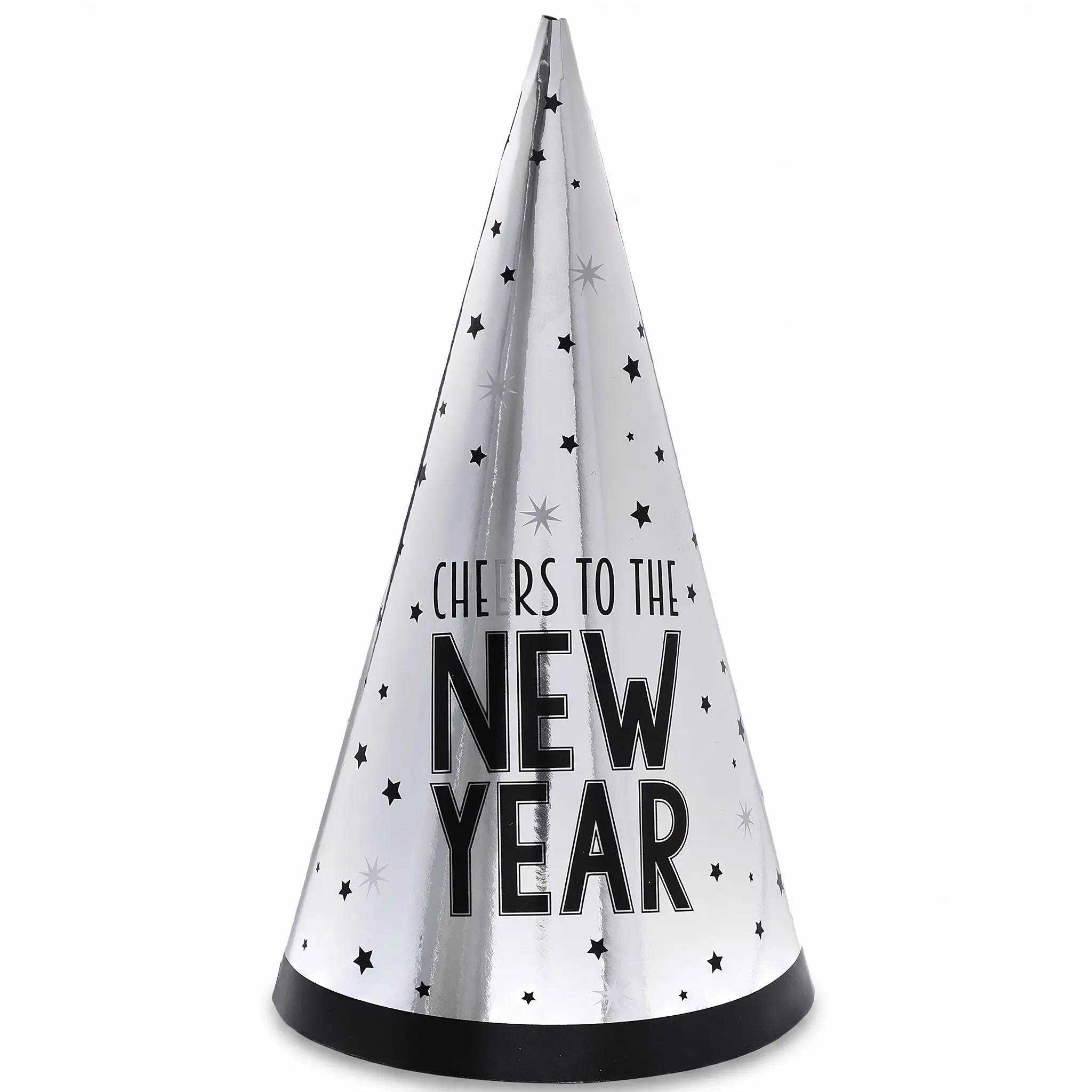 "Cheers To The New Year" Silver Party Cone Hat