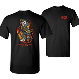 Dying Breed Firefighter Shirt, Cartoon Skull with Chainsaw Surrounded by Flames, Hardcore Rescue Graphic Tee for Men and Women